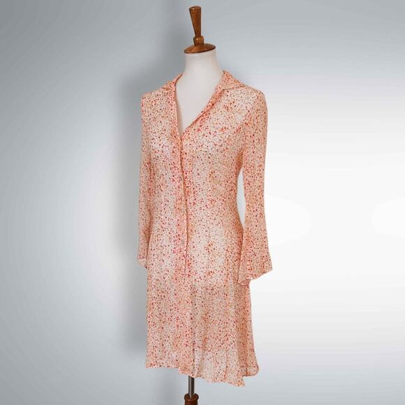 90s Victoria’s Secret Silk Sheer Negligee Dress – Button Front, XS - Picture 1 of 8